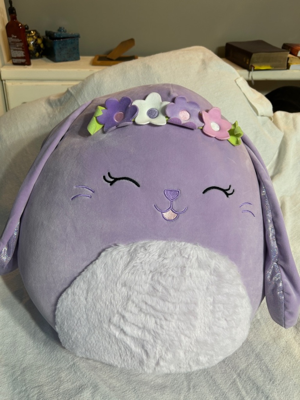 23” Bubbles Squishmallows Lavender Bunny with Floral Crown - Purple & White